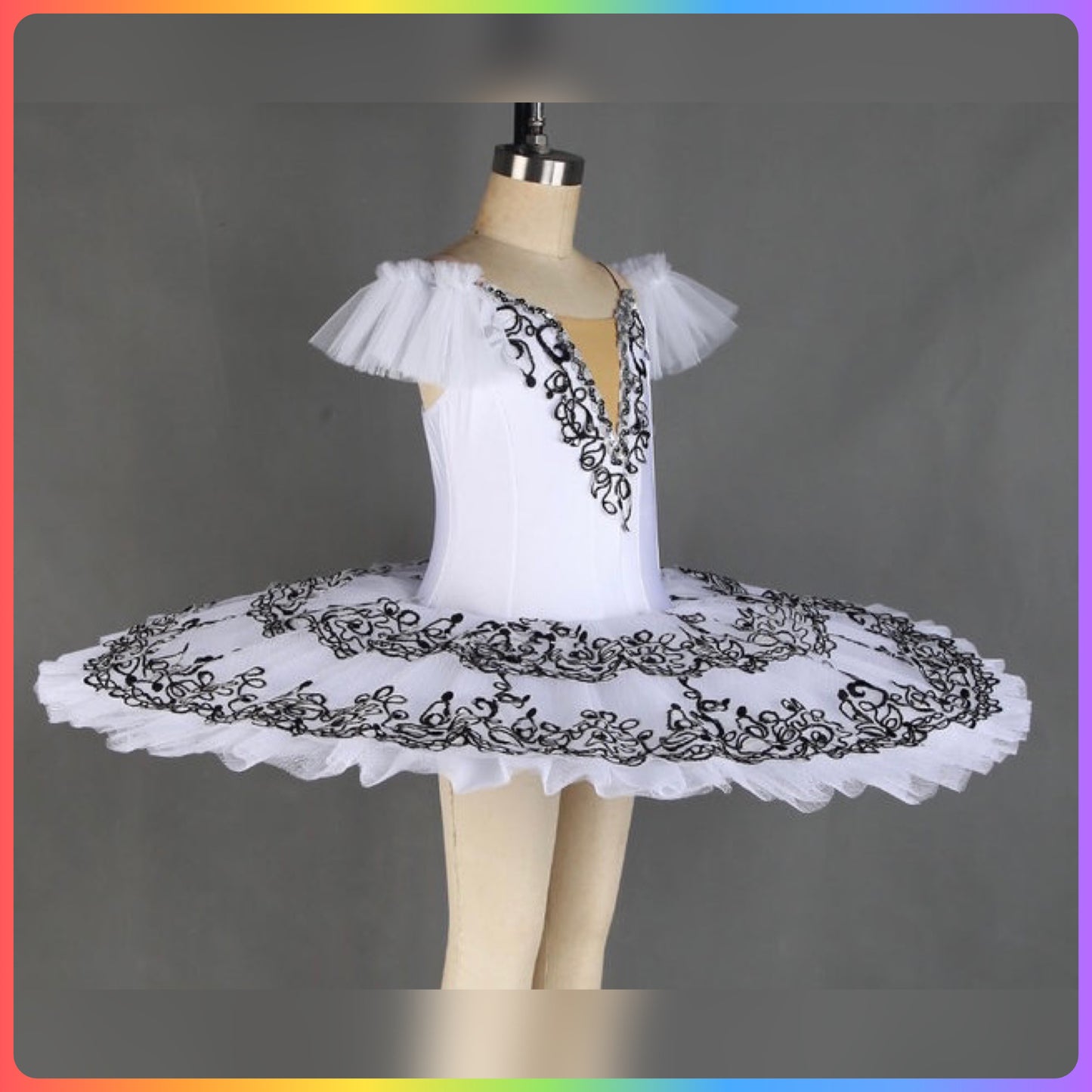 White/Black or Purple/Black Professional Ballet Pancake Tutu (Child & Adult Sizes)