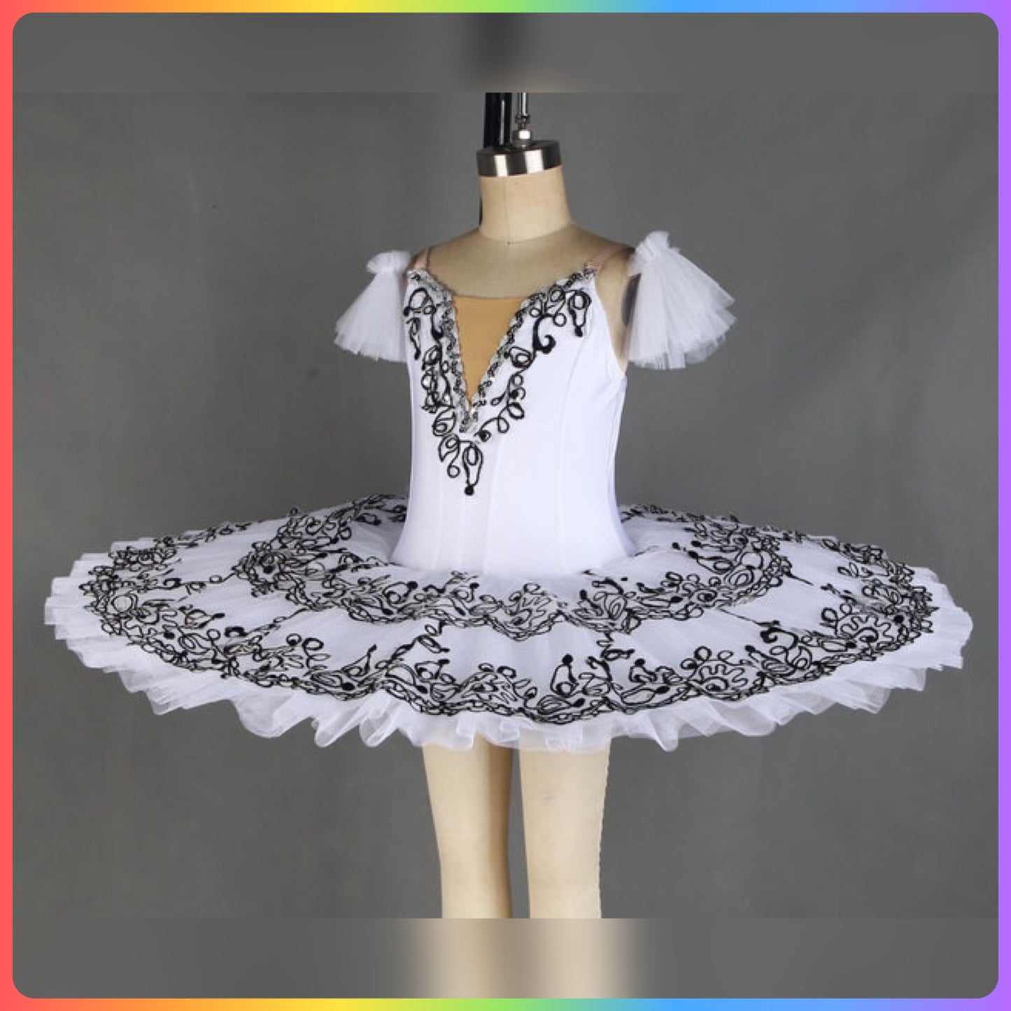 White/Black or Purple/Black Professional Ballet Pancake Tutu (Child & Adult Sizes)