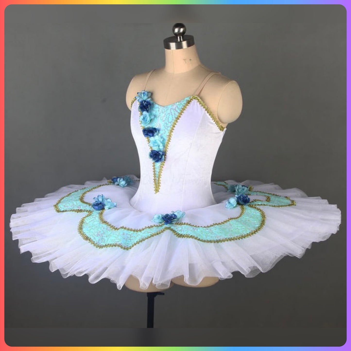 Velvet & Sequin Professional Ballet Pancake Tutu in Pink or Blue (Child & Adult Sizes)