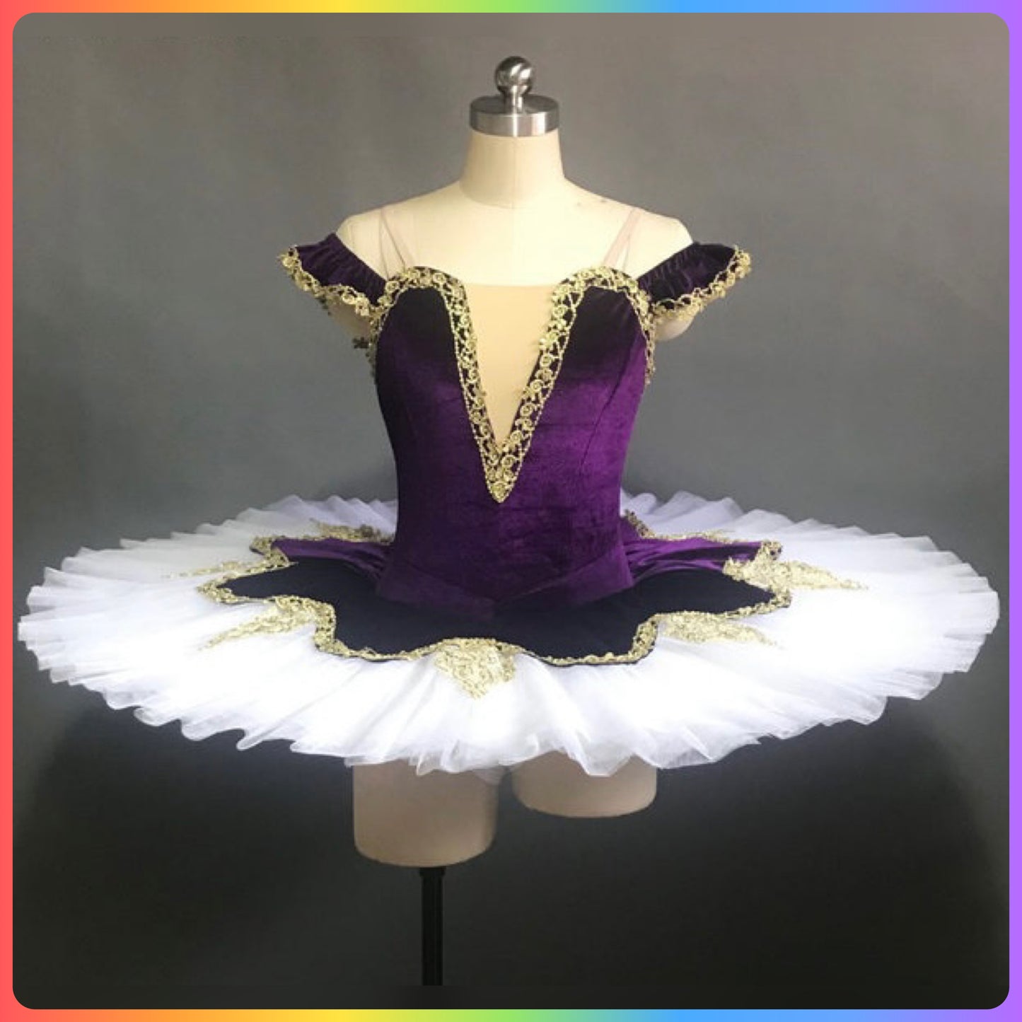 Off the Shoulder Velvet Professional Ballet Pancake Tutu in Red or Purple (Child & Adult Sizes)