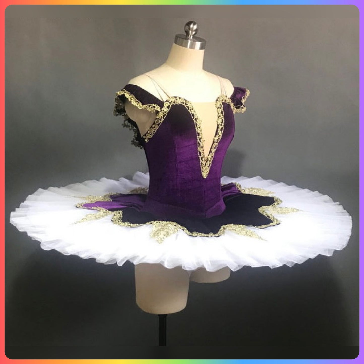 Off the Shoulder Velvet Professional Ballet Pancake Tutu in Red or Purple (Child & Adult Sizes)