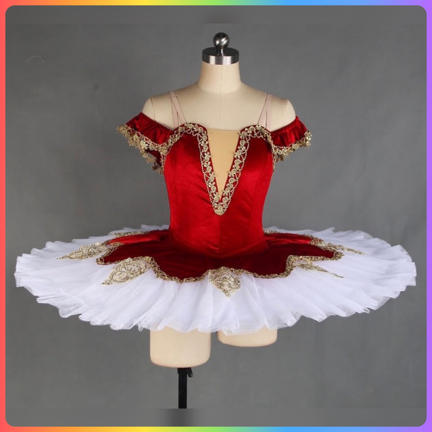Off the Shoulder Velvet Professional Ballet Pancake Tutu in Red or Purple (Child & Adult Sizes)