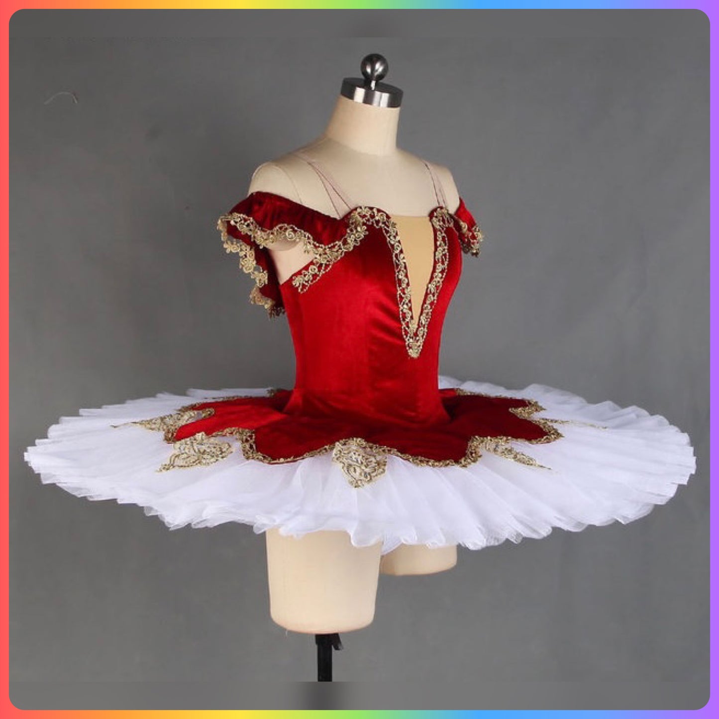 Off the Shoulder Velvet Professional Ballet Pancake Tutu in Red or Purple (Child & Adult Sizes)