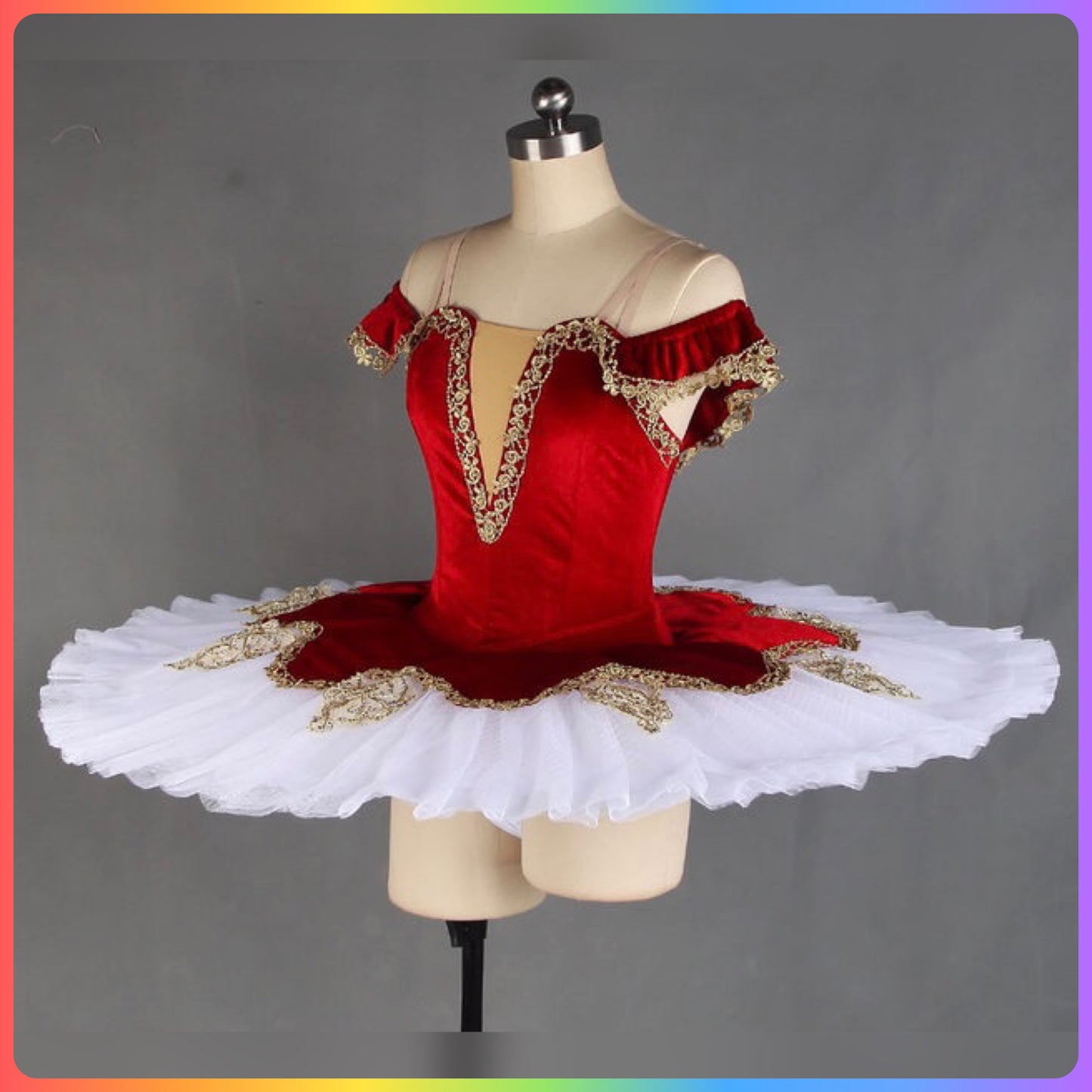 Off the Shoulder Velvet Professional Ballet Pancake Tutu in Red or Purple (Child & Adult Sizes)