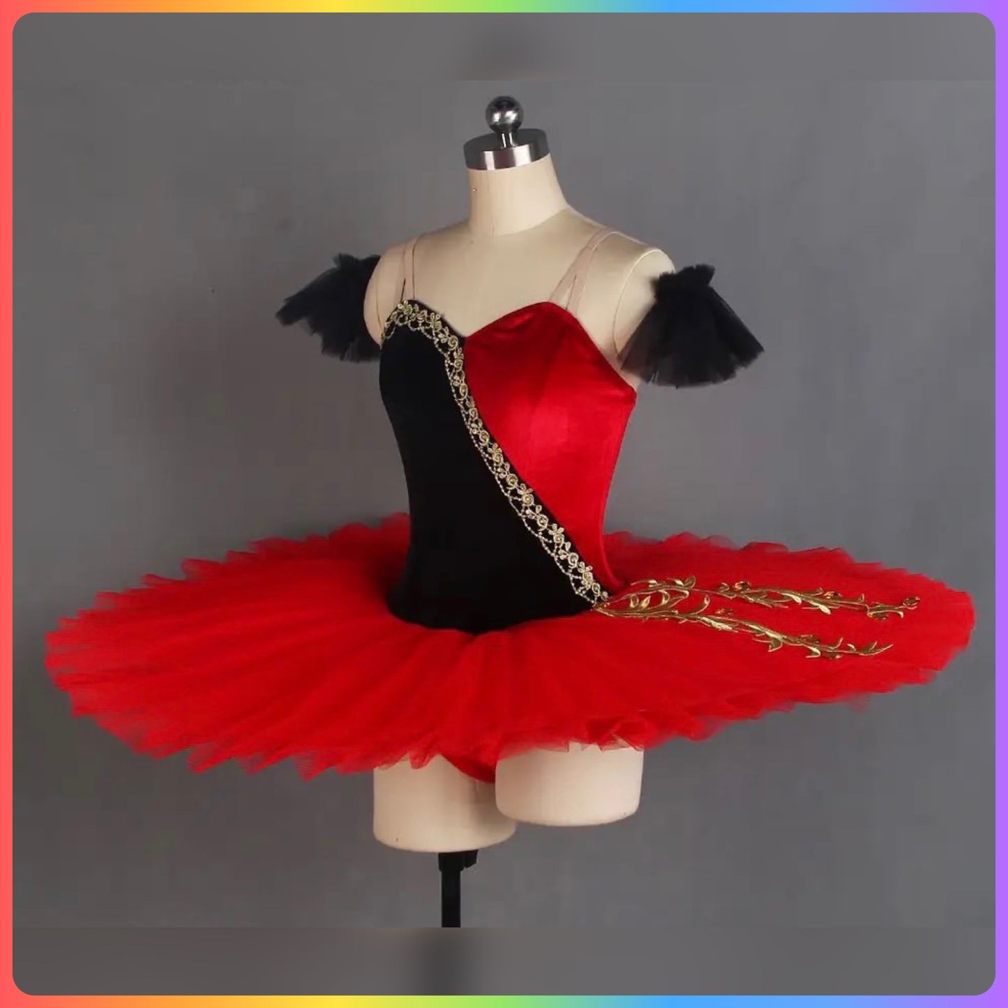 Black & Red Velvet Professional Ballet Pancake Tutu (Child & Adult Sizes)