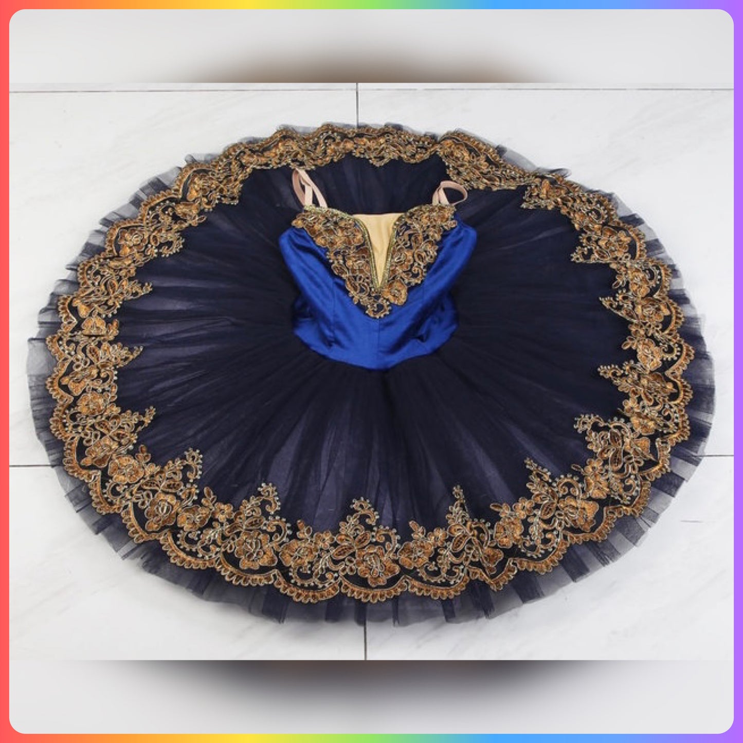 Classical Gold Trim Professional Ballet Pancake Tutu (Child & Adult Sizes)
