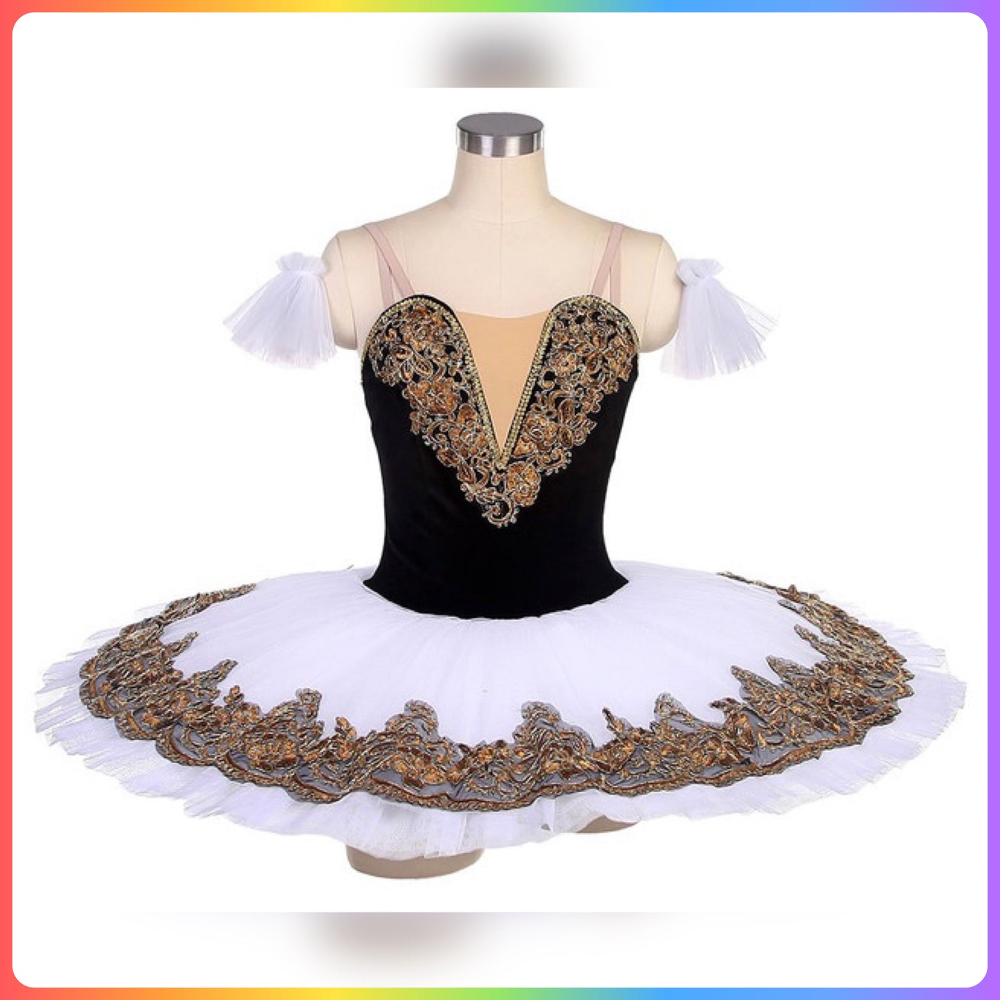 Classical Gold Trim Professional Ballet Pancake Tutu (Child & Adult Sizes)