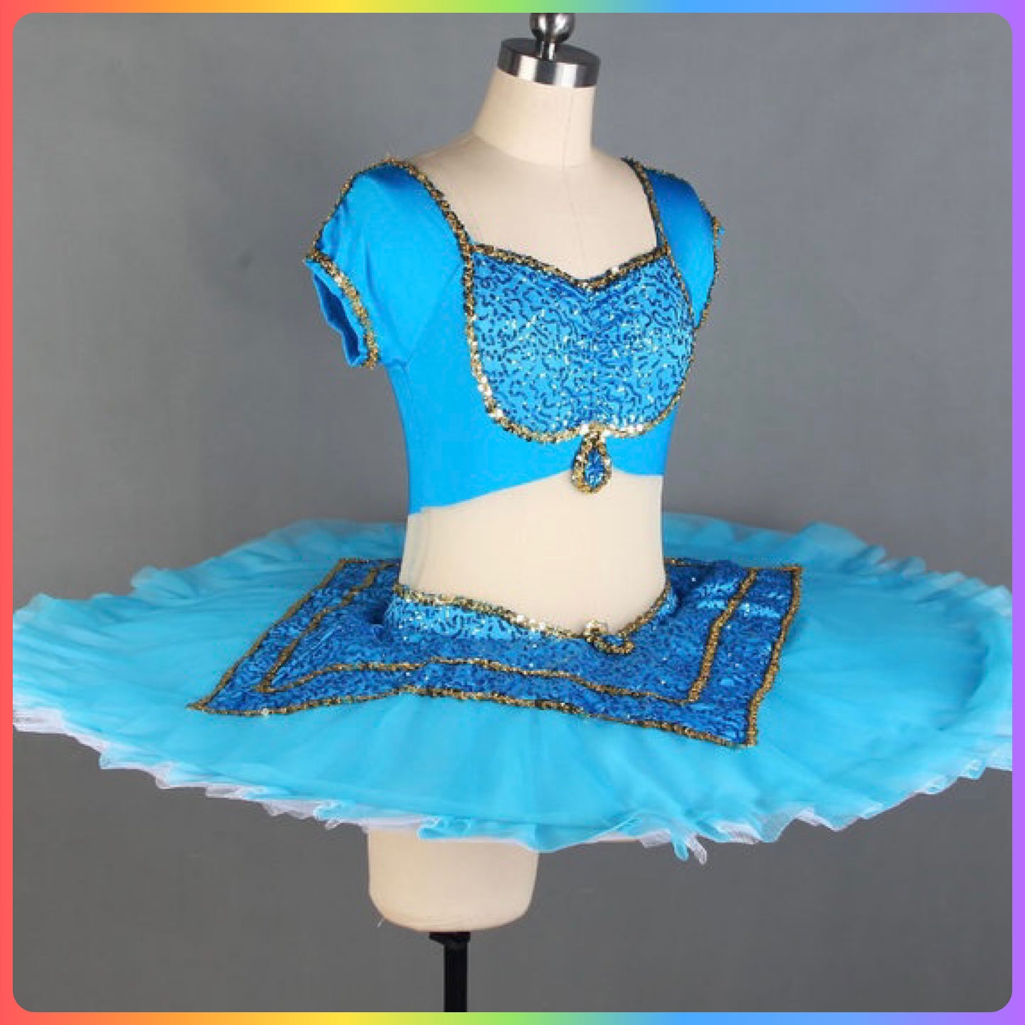 Blue Sequin Professional Ballet Pancake Tutu (Child & Adult Sizes)