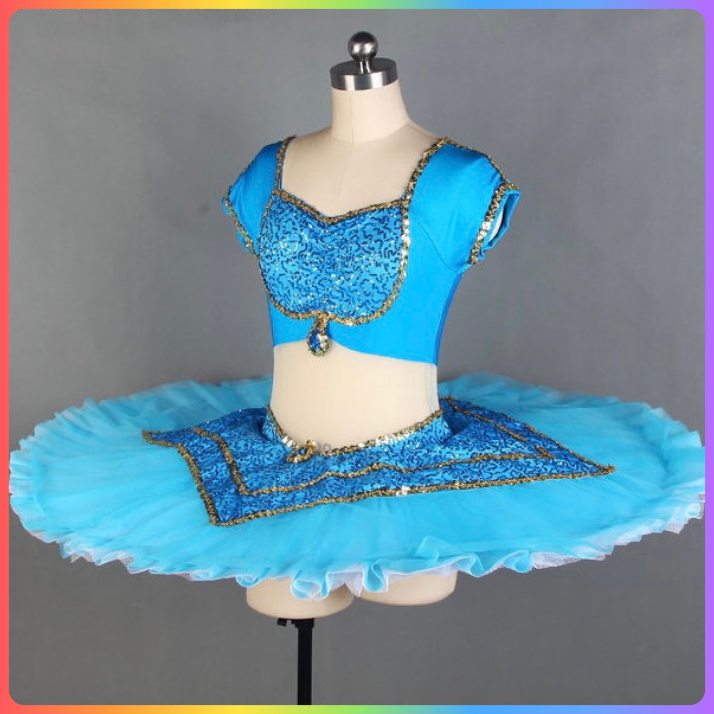 Blue Sequin Professional Ballet Pancake Tutu (Child & Adult Sizes)