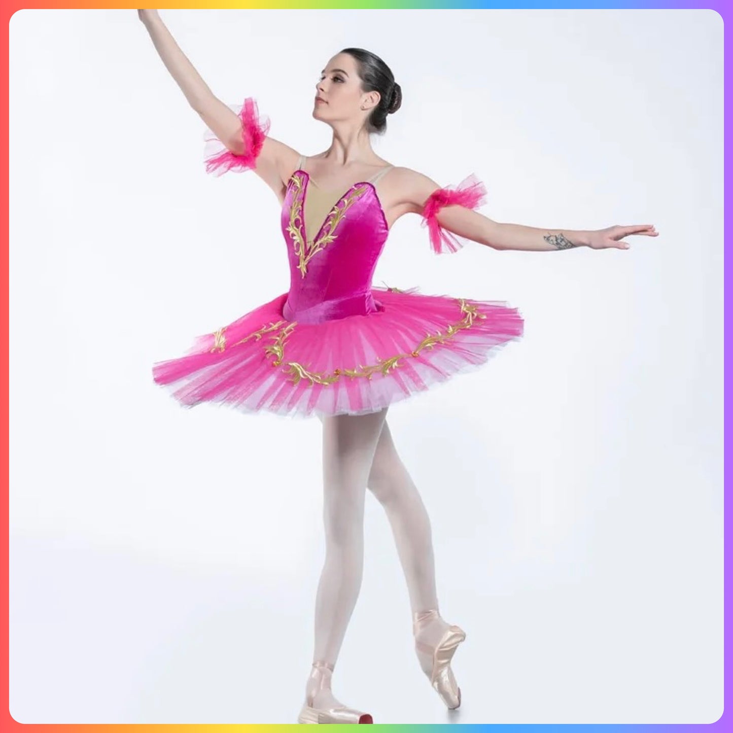 Hot Pink / Green Professional Ballet Pancake Tutu (Child & Adult Sizes)