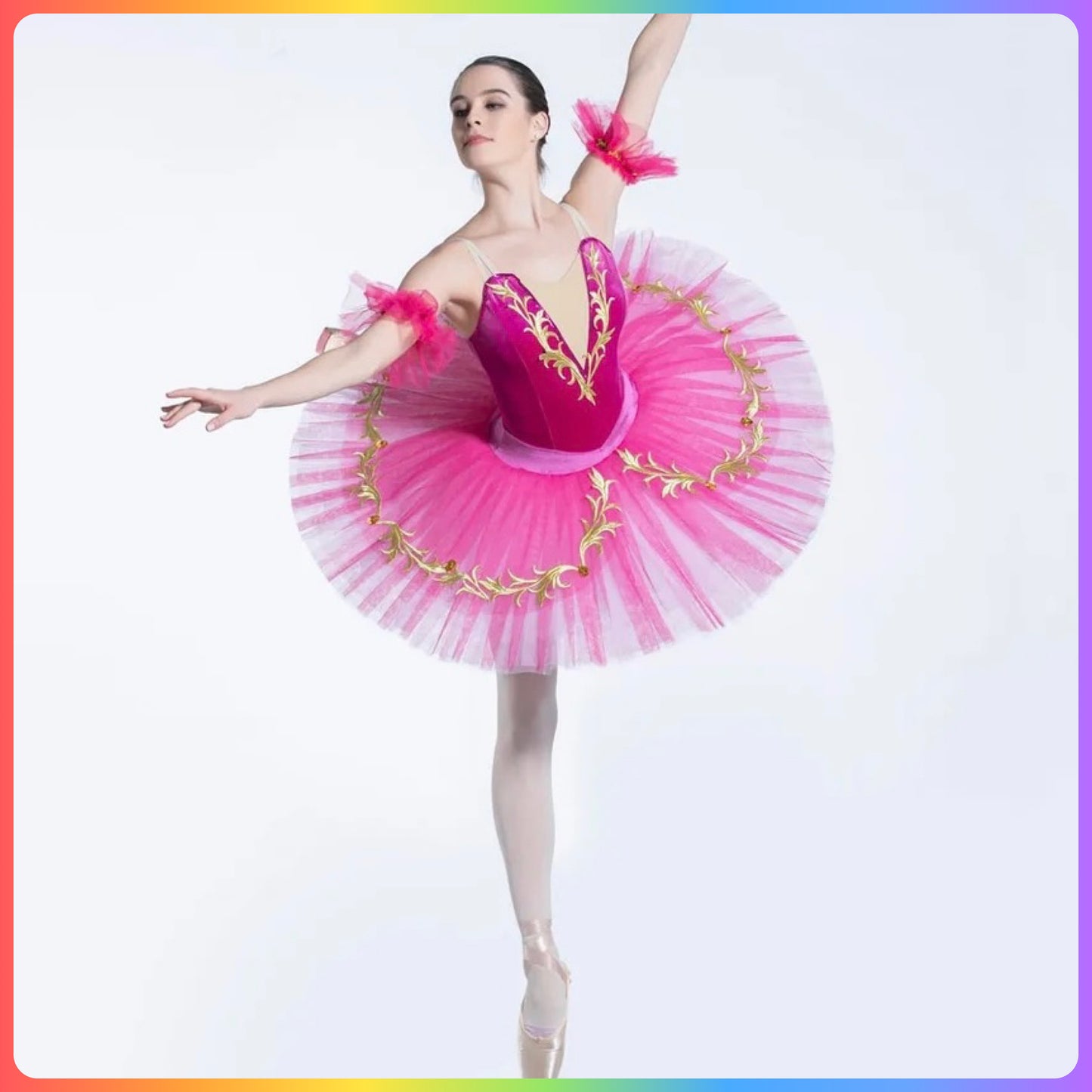 Hot Pink / Green Professional Ballet Pancake Tutu (Child & Adult Sizes)