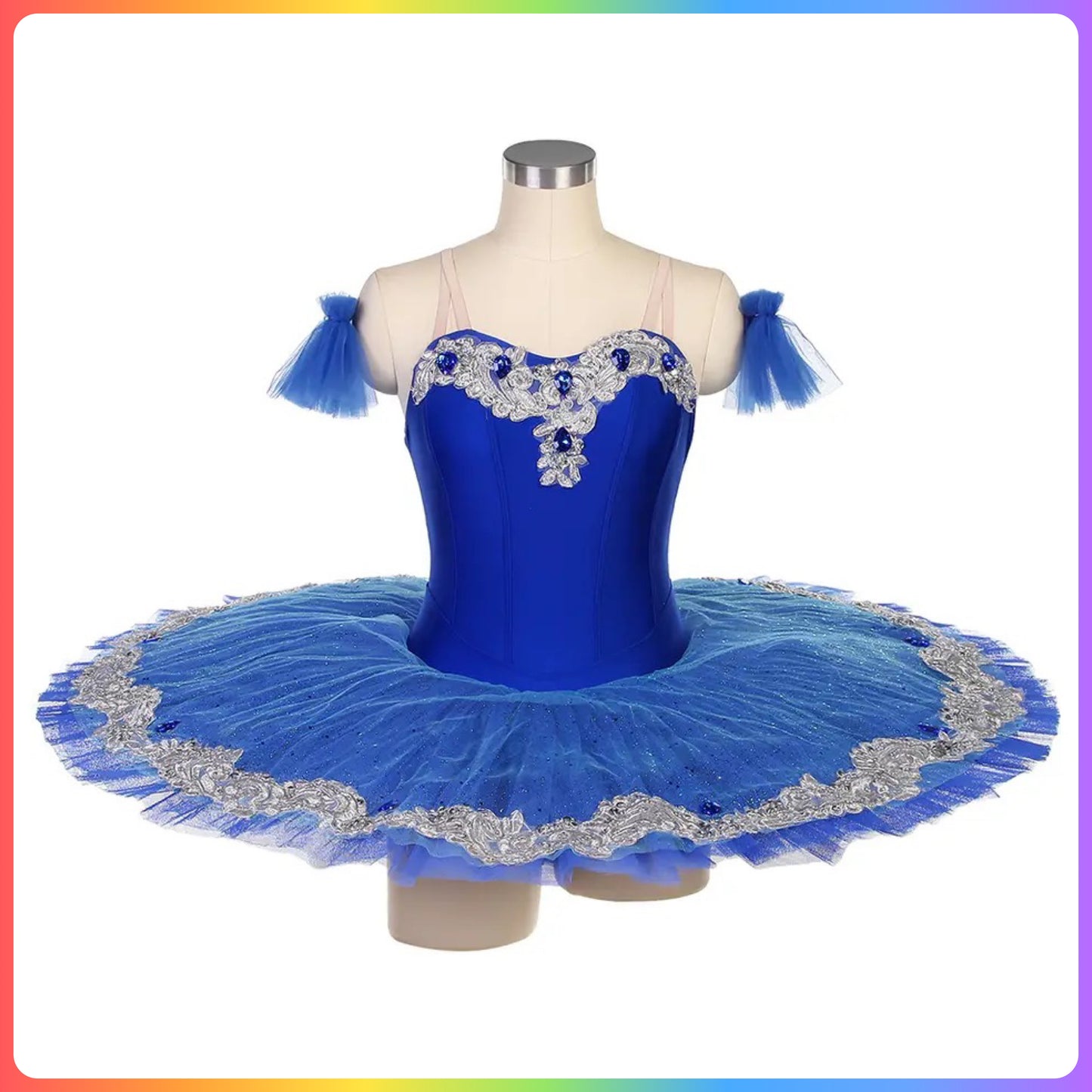 Royal Blue Silver Professional Ballet Pancake Tutu (Child & Adult Sizes)