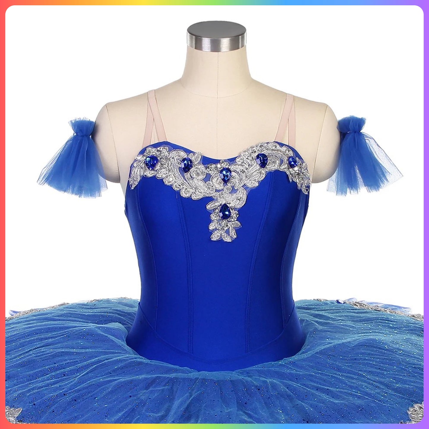 Royal Blue Silver Professional Ballet Pancake Tutu (Child & Adult Sizes)